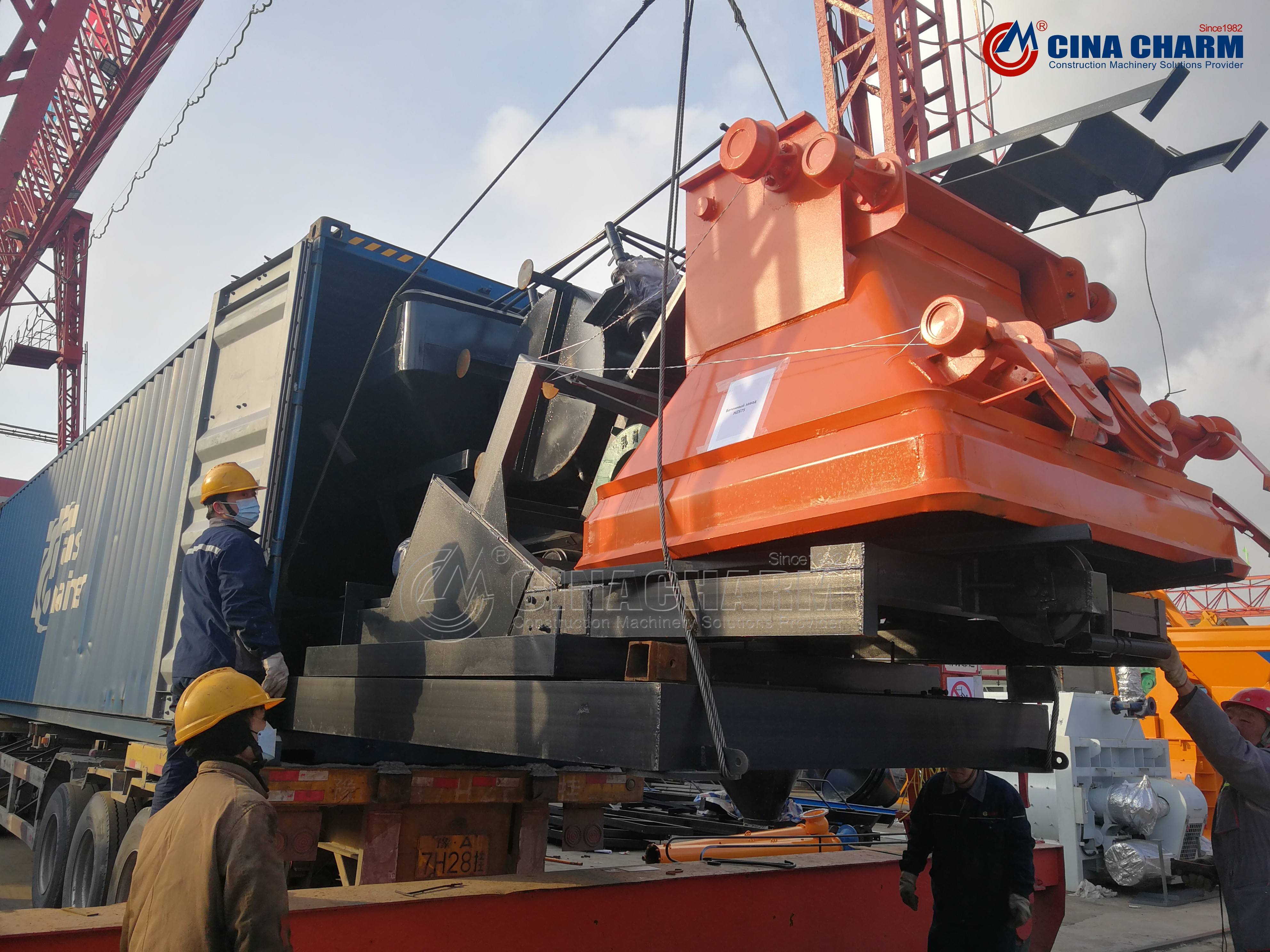 Henan Xingchang – Changli HZS75 concrete batching plant loading shipped to customer countries